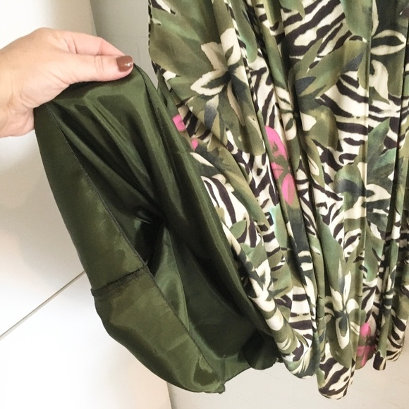 NWT Vintage Maxi Skirt Deadstock Blanchelle Zebra Tiger Tropical print lined 16 - Picture 4 of 16